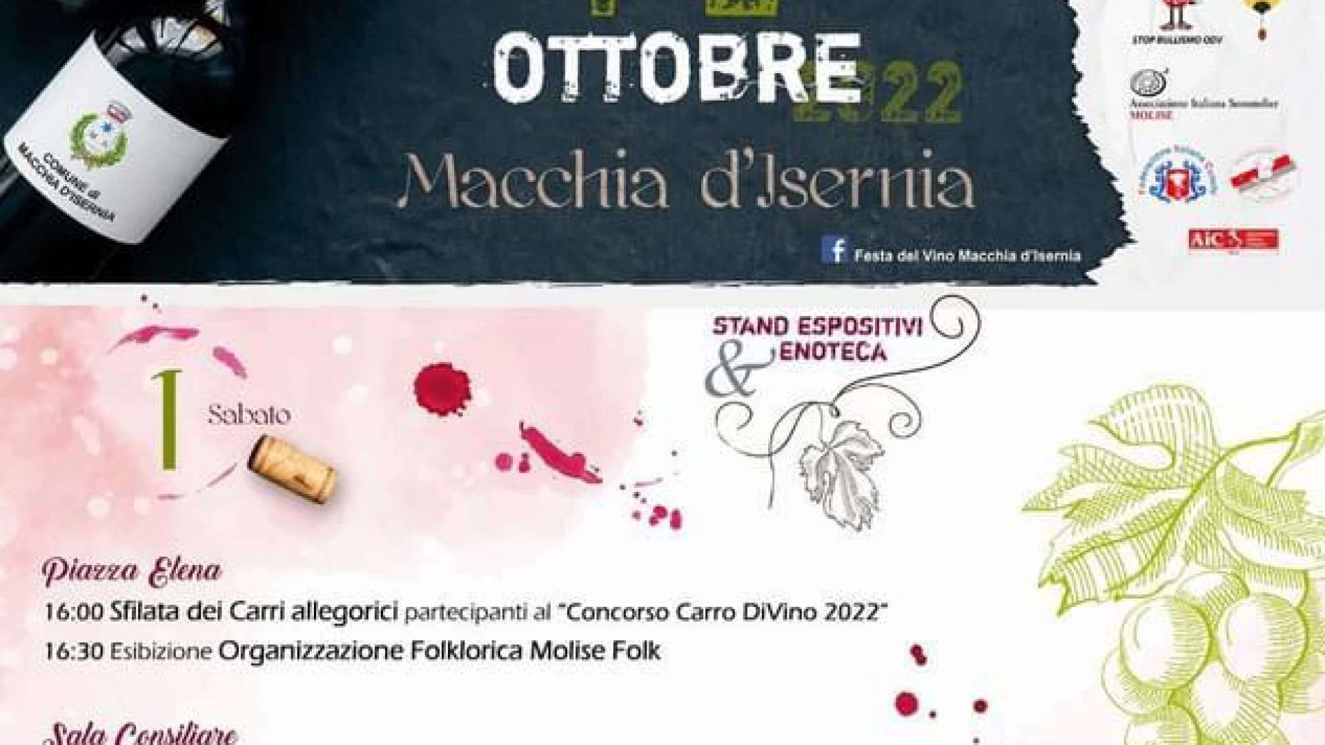 49°esima edizione “Macchia DiVino”, sabato 1 e domenica 2 ottobre il borgo di Macchia d’Isernia si tinge di tradizione e cultura.